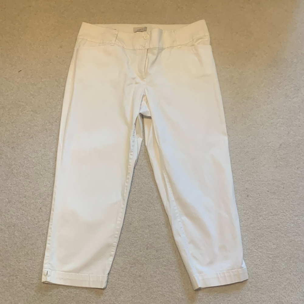 Loft Off white or cream curvy crop pants in size 12